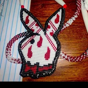 Handmade beadwork playboy bunny paisley medallion